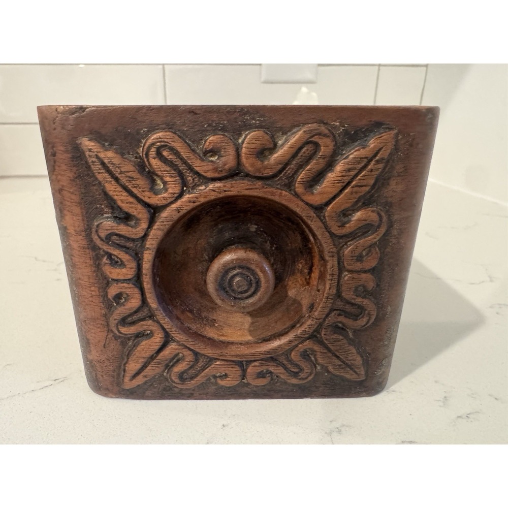 Vintage Carved Wood Box 3 Slot Farmhouse Kitchen Holder/Organizer Rustic Decor - Picture 10 of 15